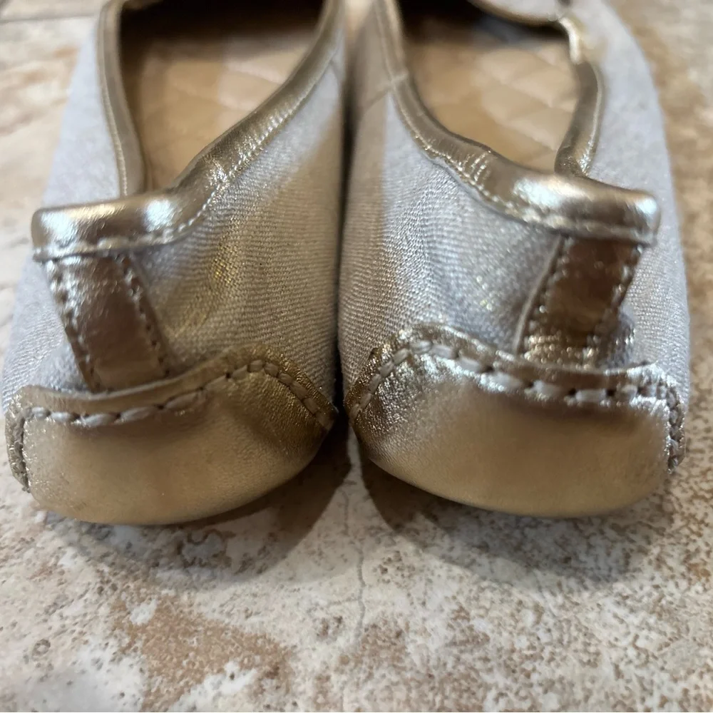 MICHAEL Michael Kors gold quilted MK Logo Ballet Flats minimalist
